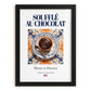 Soufflé au chocolat – French Dessert Dish, Fine Dining Restaurant Wall Art, in sleek black frame