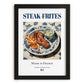Steak-frites – French Dish, Farmhouse Kitchen Wall Art, in sleek black frame