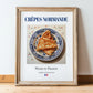 Crêpes Normande – French Dessert Dish, Tavern Poster, in wooden frame leaning on the floor
