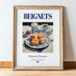 Beignets – French Dessert Dish, Brasserie Wall Art, in wooden frame leaning on the floor