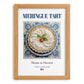 Meringue tart – French Dessert Dish, Café Illustration, set in oak frame
