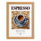 Espresso – Italian Coffee, Street Café Print, set in oak frame