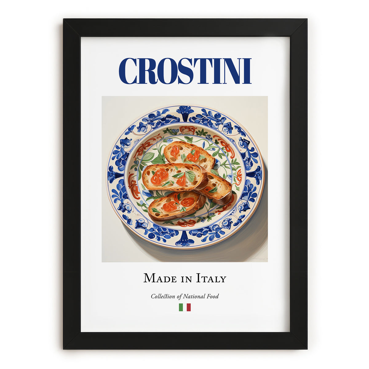 Crostini – Italian Dish, Café Poster, in sleek black frame