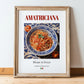 Amatriciana – Italian Pasta, Ristorante Print, in wooden frame leaning on the floor