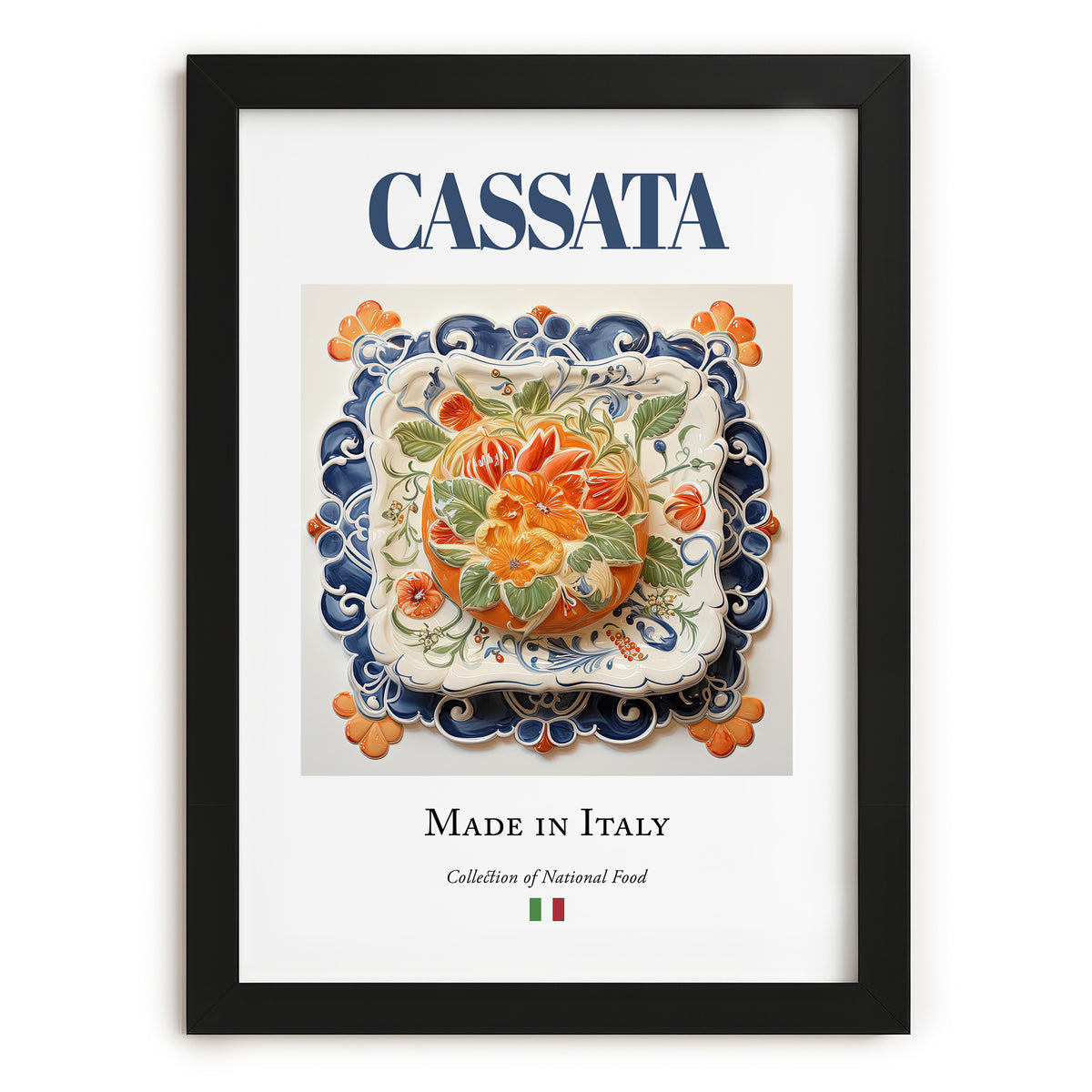 Cassata – Italian Dessert Dish, Restaurant Poster, in sleek black frame