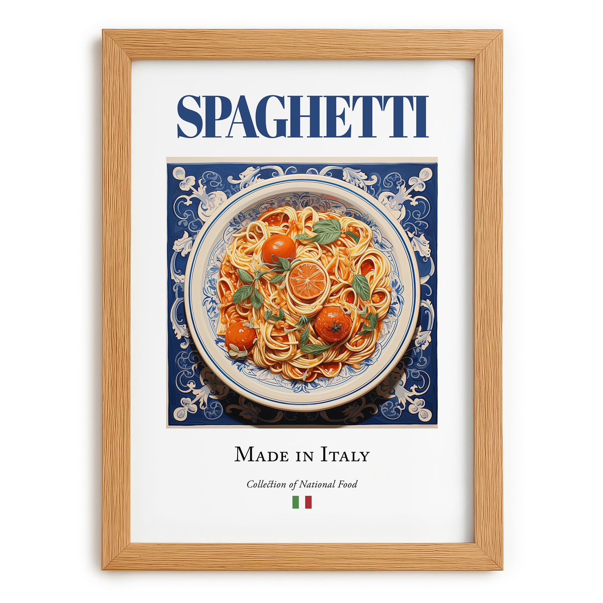 Spaghetti – Italian Pasta, Trattoria Wall Art, set in oak frame