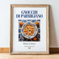 Gnocchi di Parmigiano – Italian Dish, Café Poster, in wooden frame leaning on the floor