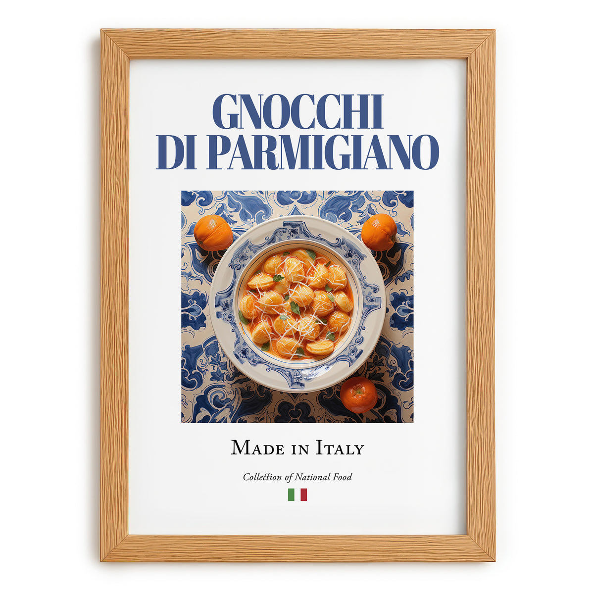 Gnocchi di Parmigiano – Italian Dish, Café Poster, set in oak frame