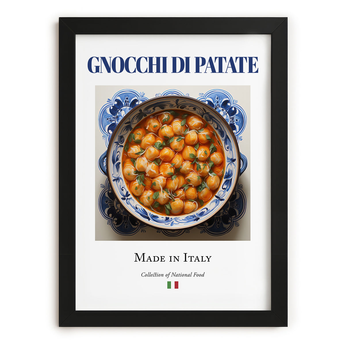 Gnocchi di Patate – Italian Dish, Café Still Life, in sleek black frame