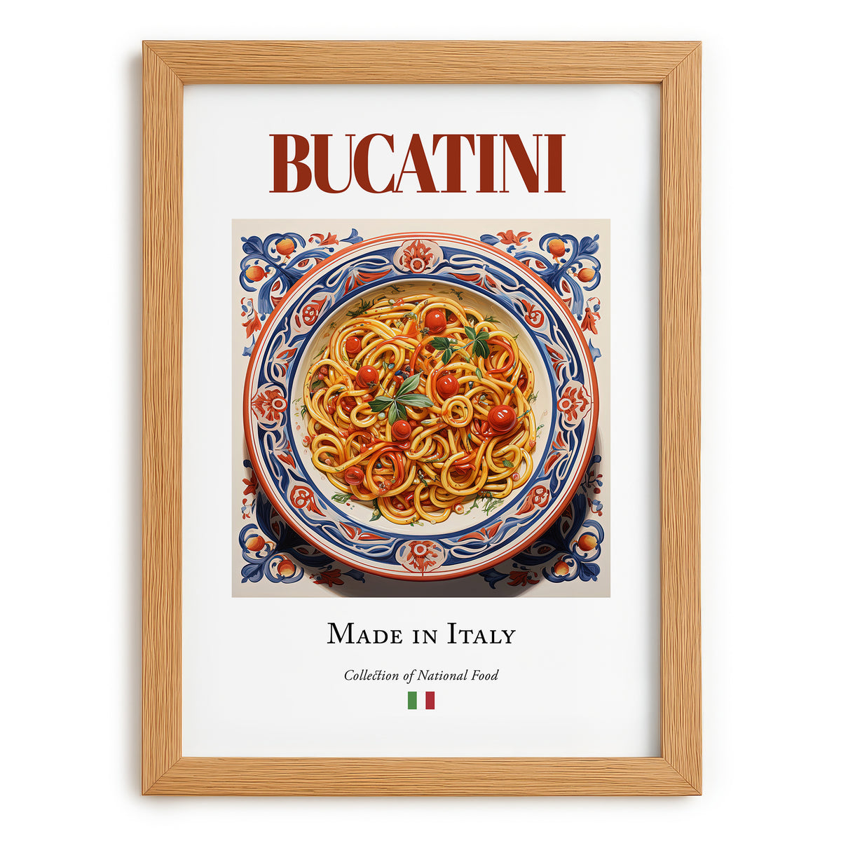 Bucatini – Italian Pasta, Ristorante Painting, set in oak frame