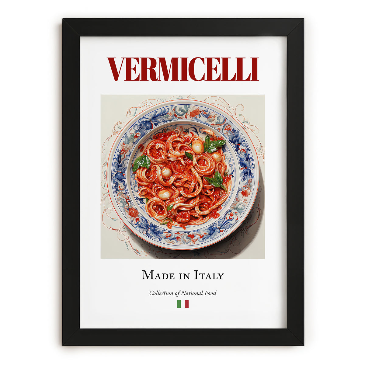 Vermicelli – Italian Pasta, Osteria Print, in sleek black frame