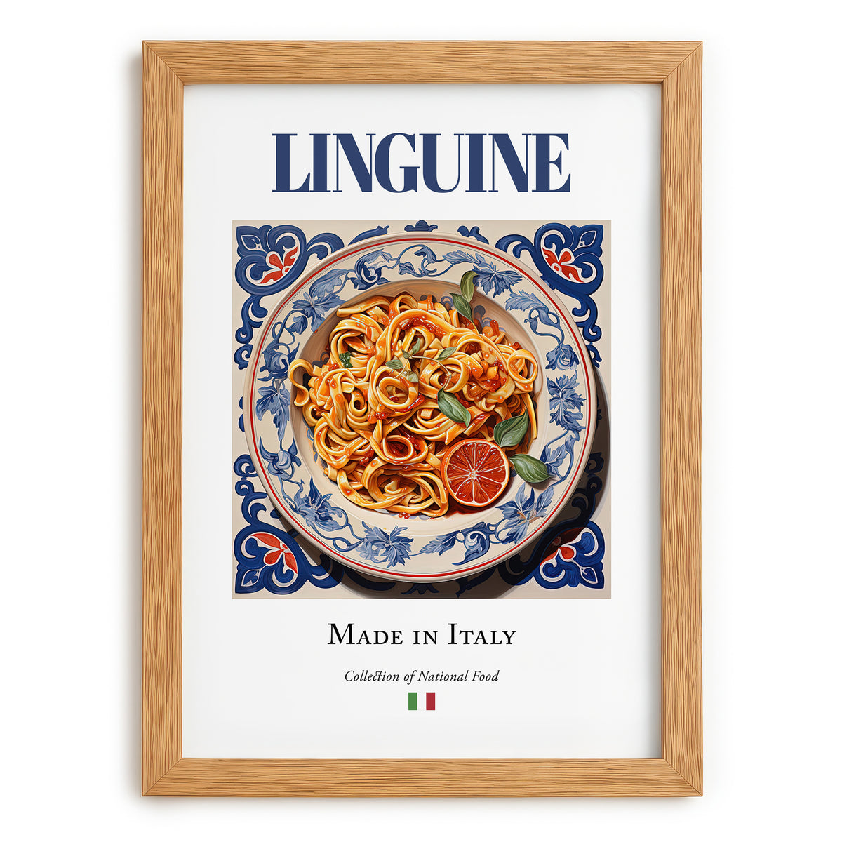 Linguine – Italian Pasta, Ristorante Painting, set in oak frame