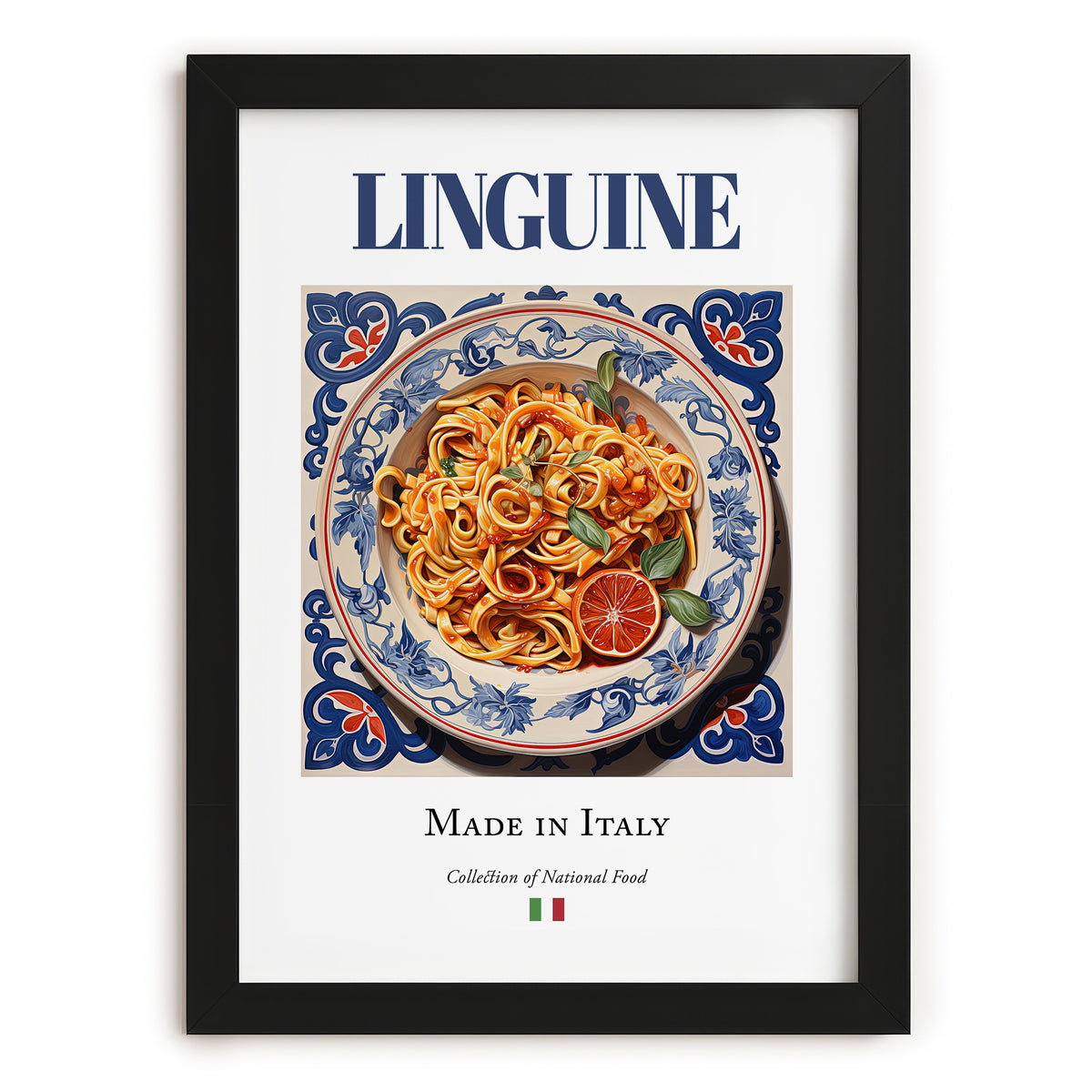 Linguine – Italian Pasta, Ristorante Painting, in sleek black frame