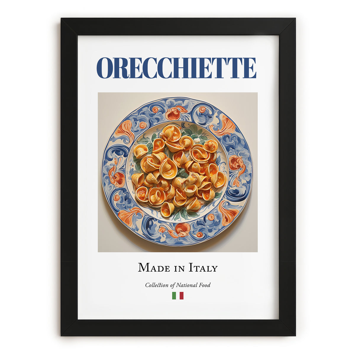 Orecchiette – Italian Pasta, Trattoria Print, in sleek black frame