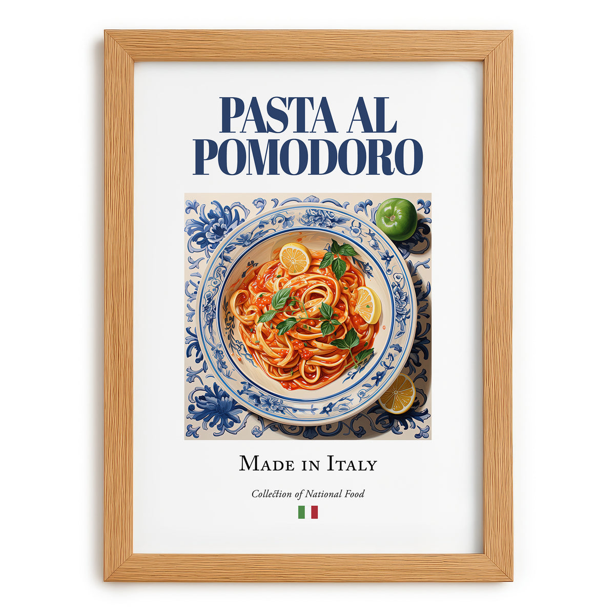 Pasta al pomodoro – Italian Pasta, Restaurant Wall Art, set in oak frame