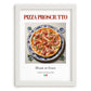 Pizza prosciutto – Italian Pizza, Trattoria Painting, placed in minimal white frame