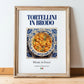 Tortellini in brodo – Italian Pasta, Osteria Illustration, in wooden frame leaning on the floor