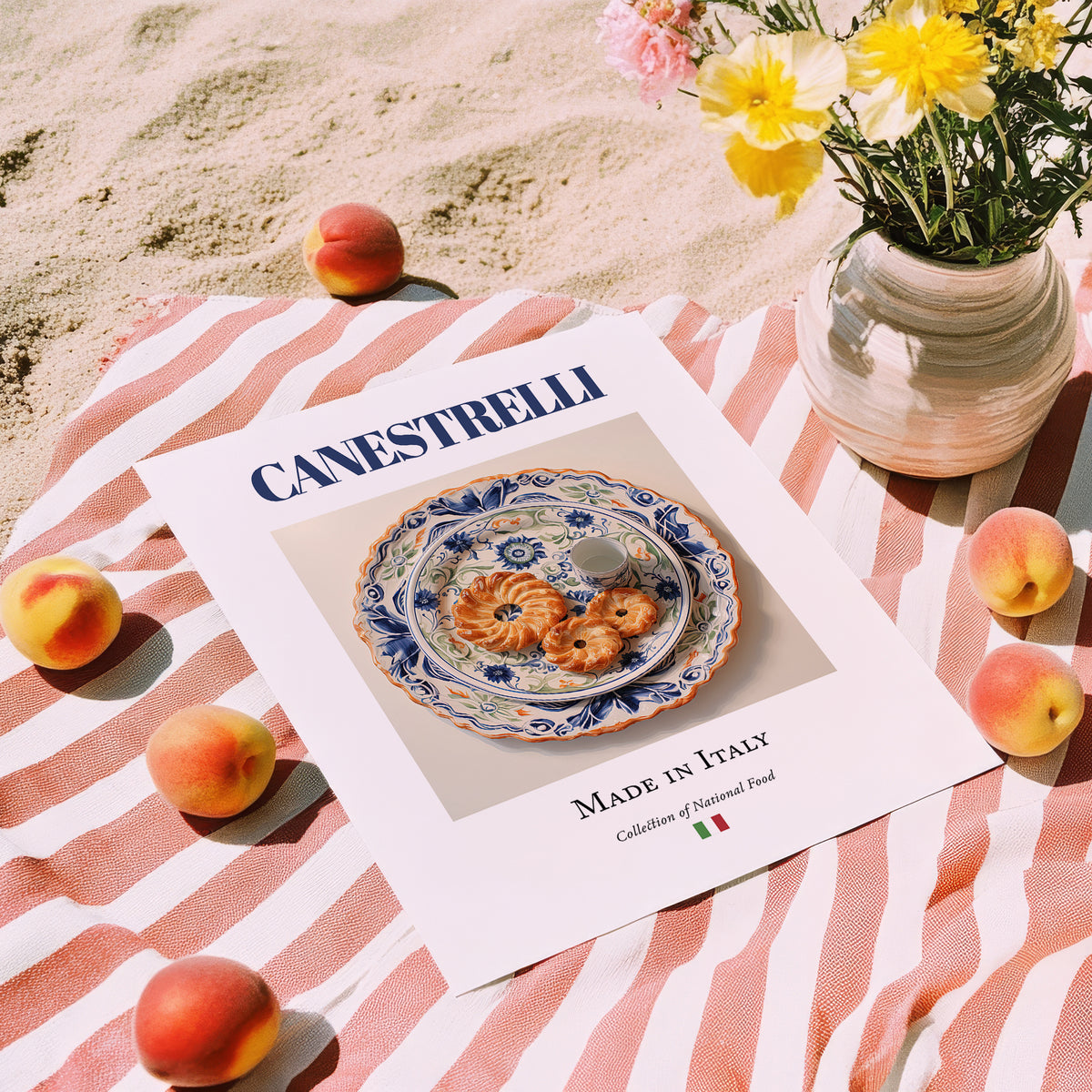 Canestrelli – Italian Dessert Dish, Tavern Painting, unframed on coastal sand