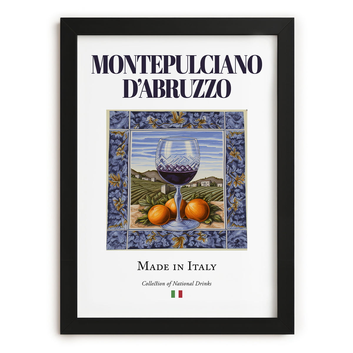 Montepulciano d'Abruzzo – Italian Red Wine, Vinoteca Poster, in sleek black frame
