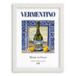 Vermentino – Italian White Wine, Vineyard Terrace Illustration, placed in minimal white frame
