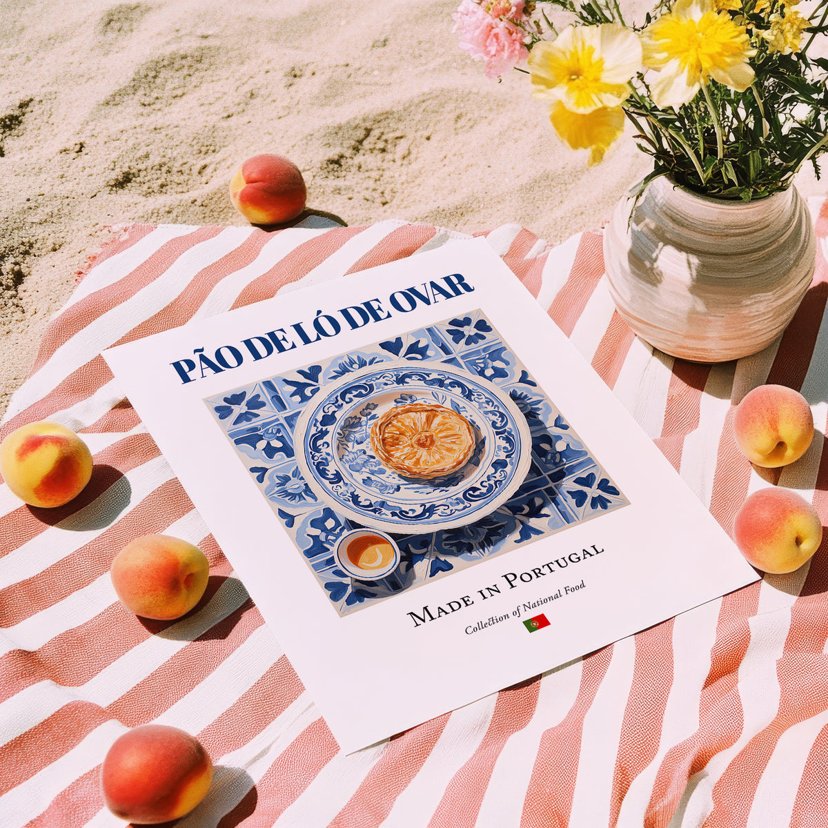 Pão de Ló de Ovar – Portuguese Dessert Dish, Tavern Painting, unframed on coastal sand