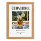 Cuba Libre – Cuban Cocktail Drink, Cocktail Lounge Wall Art, set in oak frame