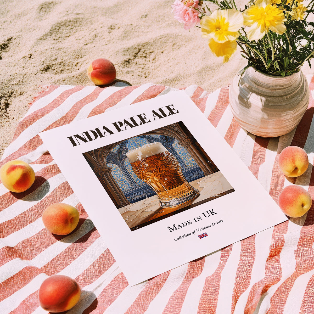 India Pale Ale – English Beer, Taproom Print, unframed on coastal sand