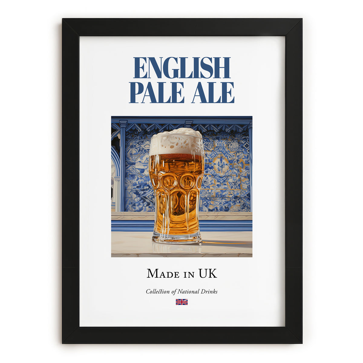 English Pale Ale – English Beer, Taproom Poster, in sleek black frame