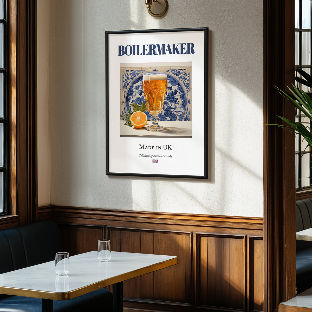 Boilermaker – English Cocktail Drink, Beach Bar Print, clean layout with no caption