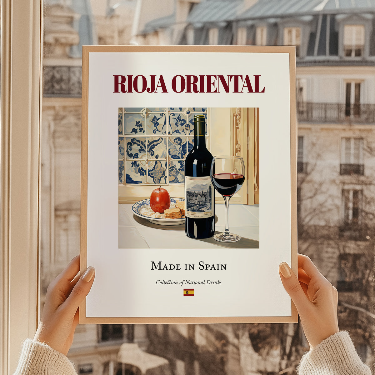 Rioja Oriental – Spanish Red Wine, Enoteca Painting, styled in a charming Paris street view