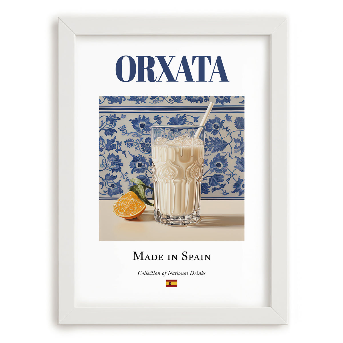 Orxata – Spanish Beverage Drink, Cocktail Lounge Poster, placed in minimal white frame