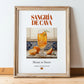 Sangría de Cava – Spanish Cocktail Drink, Beach Bar Painting, in wooden frame leaning on the floor