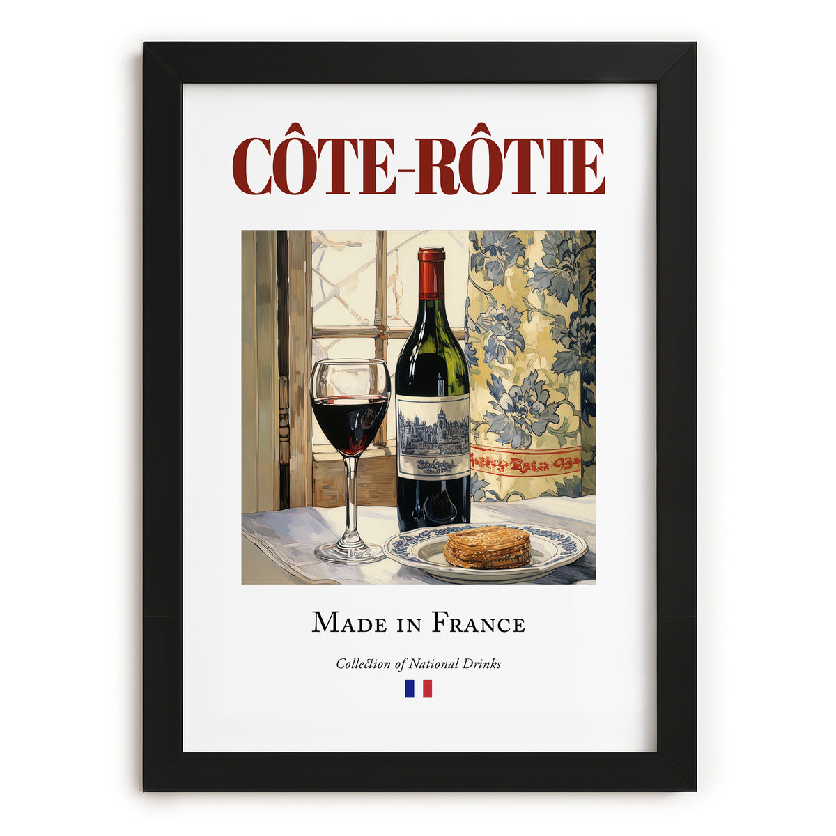 Côte-Rôtie – French Red Wine, Enoteca Wall Art, in sleek black frame