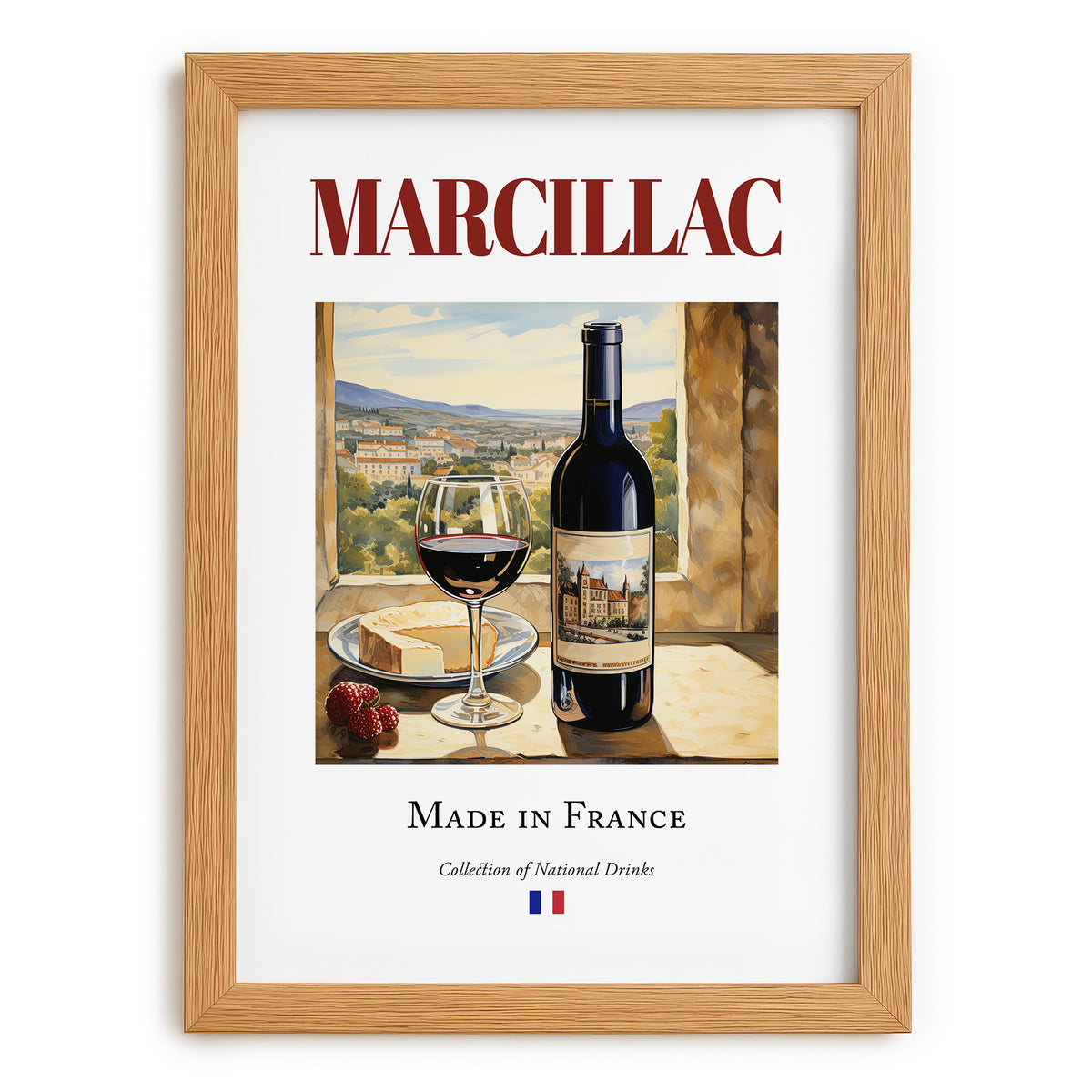 Marcillac – French Red Wine, Vinoteca Wall Decor, set in oak frame