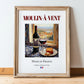 Moulin-à-Vent – French Red Wine, Wine Bar Still Life, in wooden frame leaning on the floor
