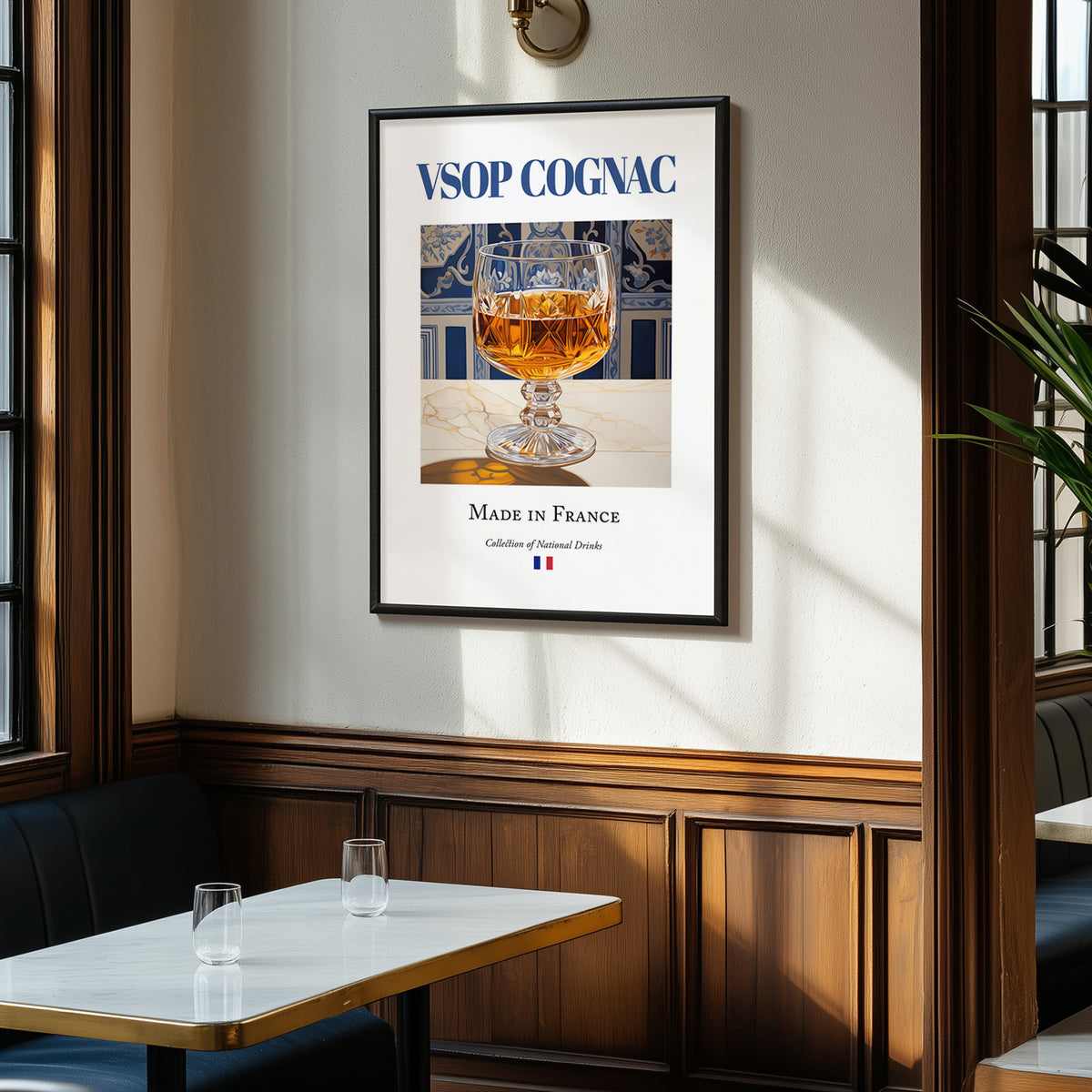 VSOP Cognac – French Spirit Drink, Speakeasy Wall Art, clean layout with no caption
