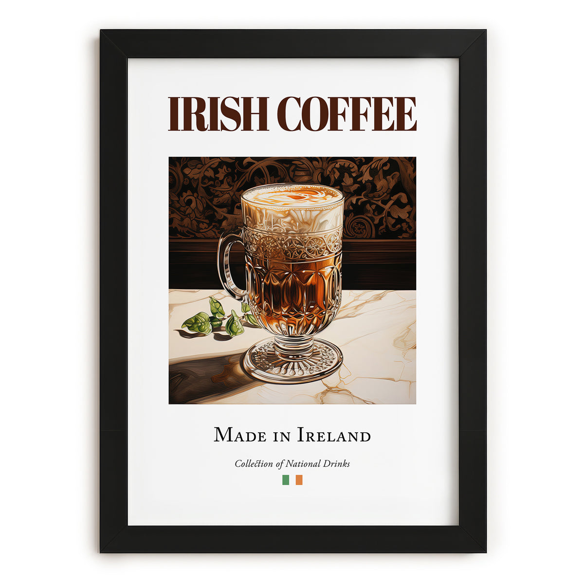 Irish Coffee – Irish Coffee, Street Café Art, in sleek black frame