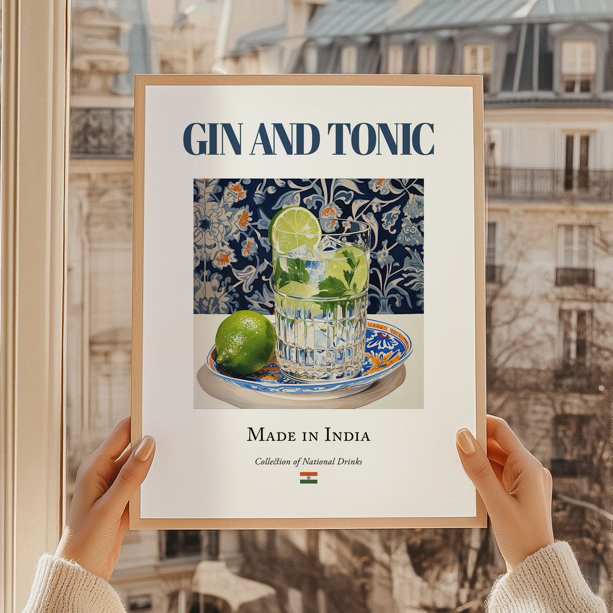 Gin and Tonic – Indian Cocktail Drink, Beach Bar Still Life, styled in a charming Paris street view