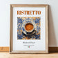 Ristretto – Italian Coffee, Street Café Illustration, in wooden frame leaning on the floor