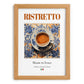 Ristretto – Italian Coffee, Street Café Illustration, set in oak frame