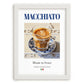 Macchiato – Italian Coffee, Book Café Wall Decor, placed in minimal white frame