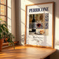 Perricone – Italian Red Wine, Tasting Room Illustration, no-text version framed in wood