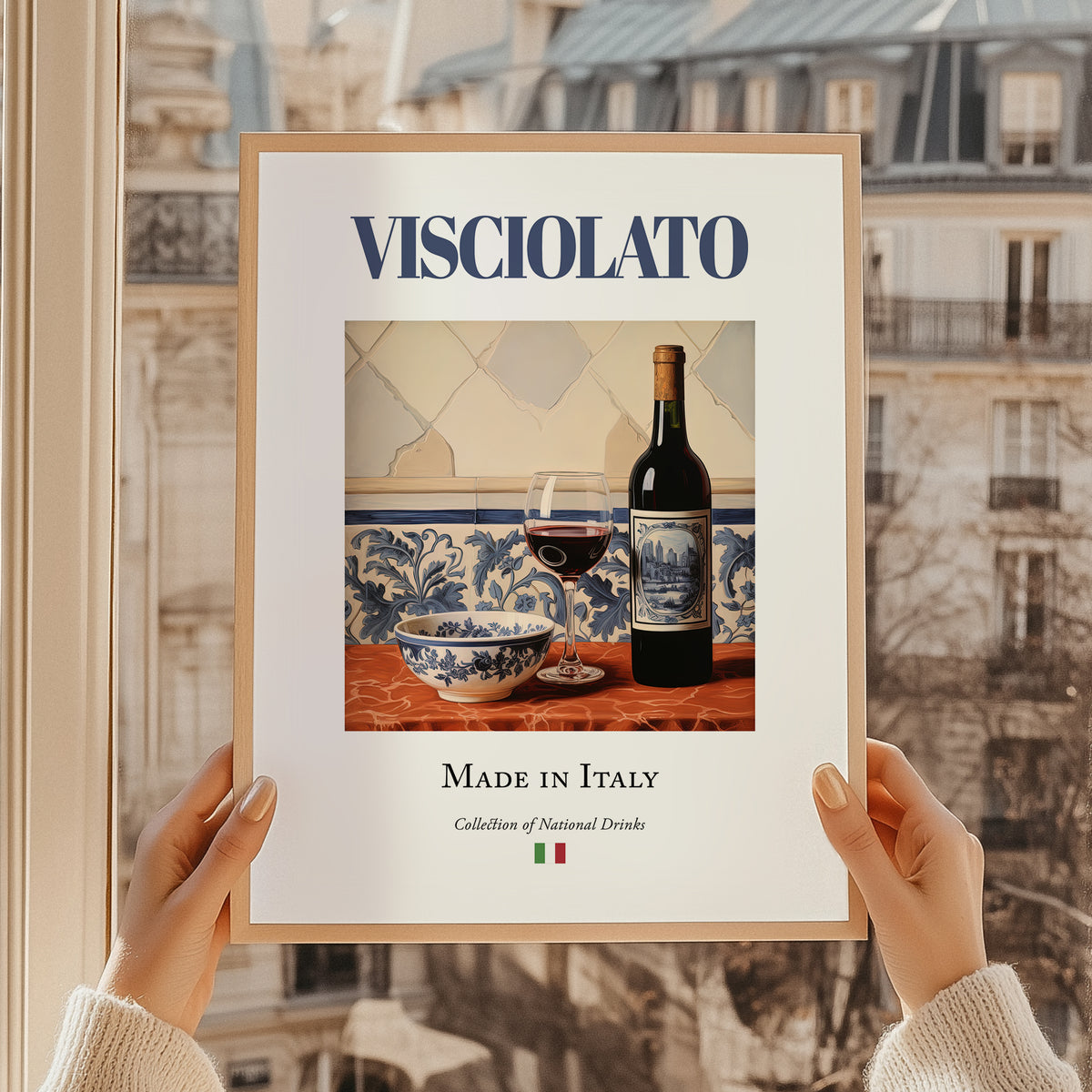 Visciolato – Italian Red Wine, Vinoteca Poster, styled in a charming Paris street view