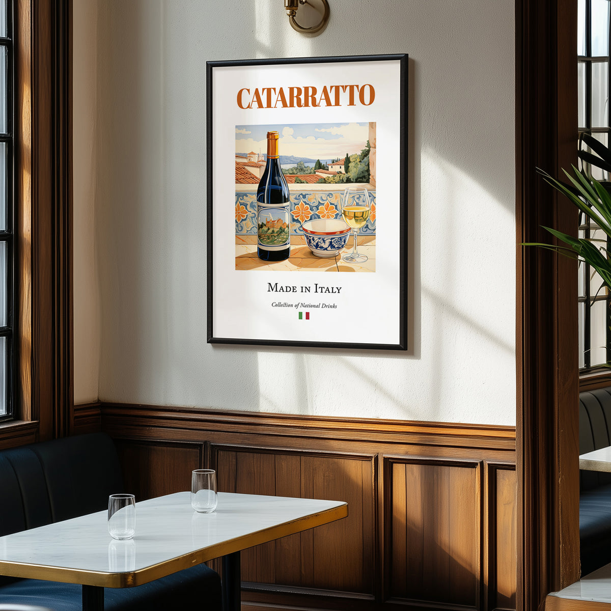 Catarratto – Italian White Wine, Wine Bar Illustration, clean layout with no caption