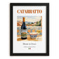 Catarratto – Italian White Wine, Wine Bar Illustration, in sleek black frame