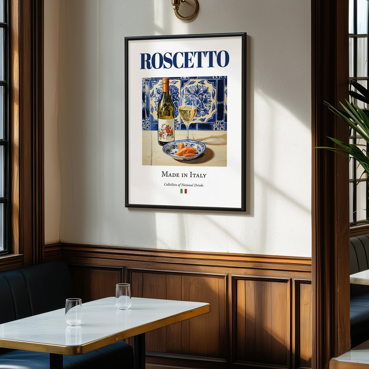 Roscetto – Italian White Wine, Vinoteca Print, clean layout with no caption