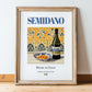 Semidano – Italian White Wine, Wine Bar Wall Decor, in wooden frame leaning on the floor