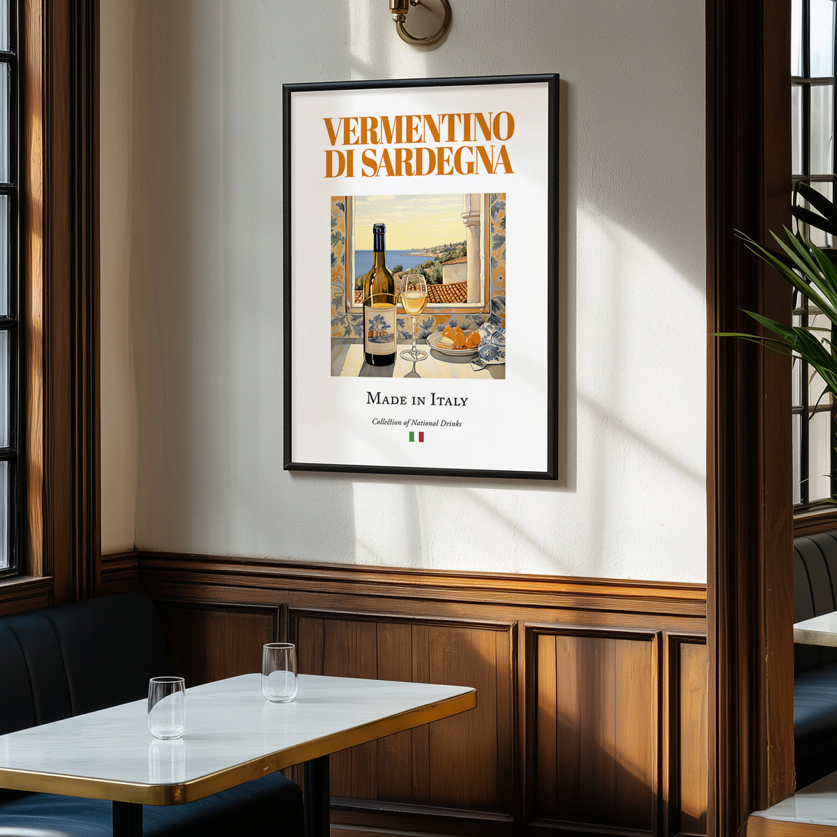 Vermentino di Sardegna – Italian White Wine, Vinoteca Poster, clean layout with no caption
