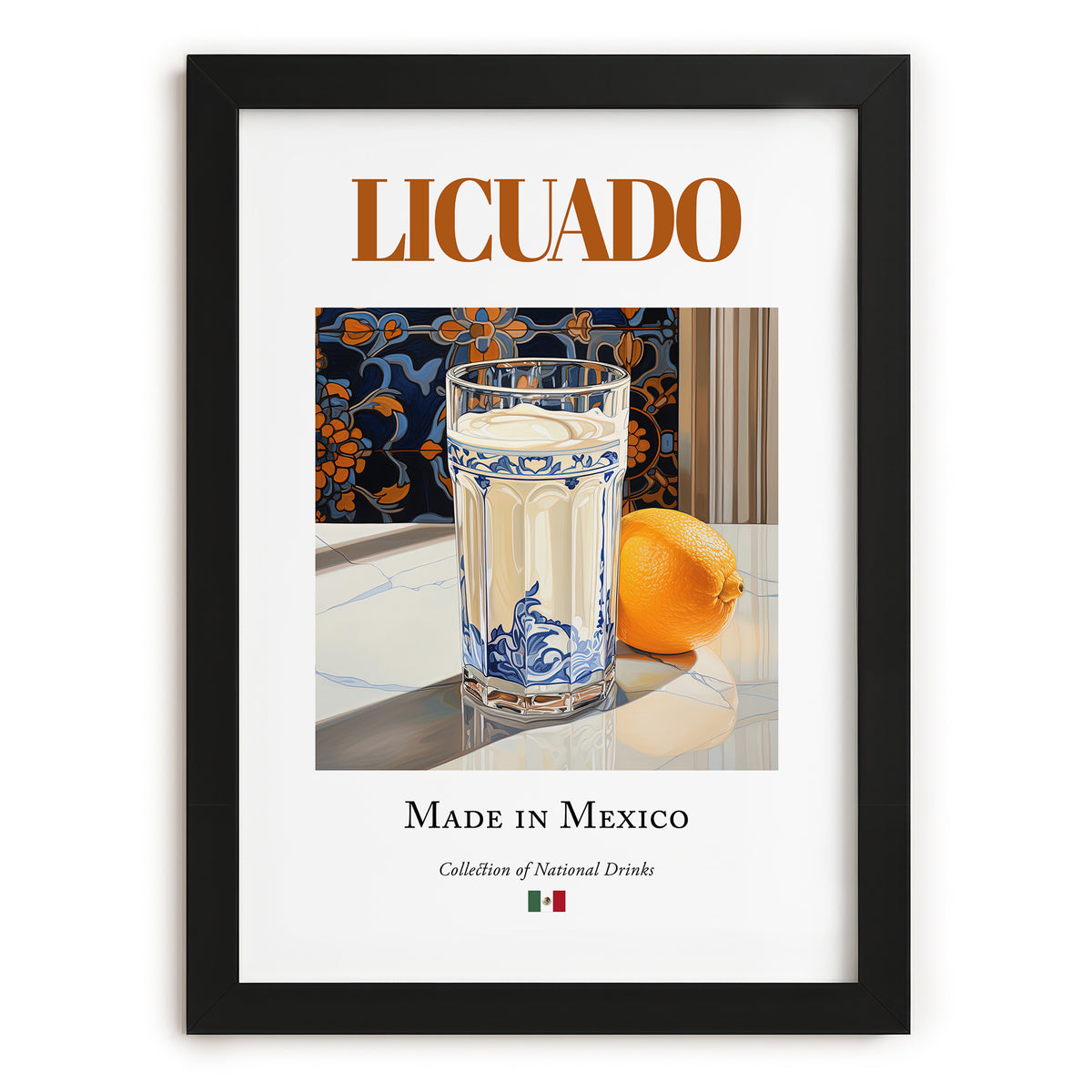 Licuado – Mexican Beverage Drink, Rooftop Terrace Poster, in sleek black frame