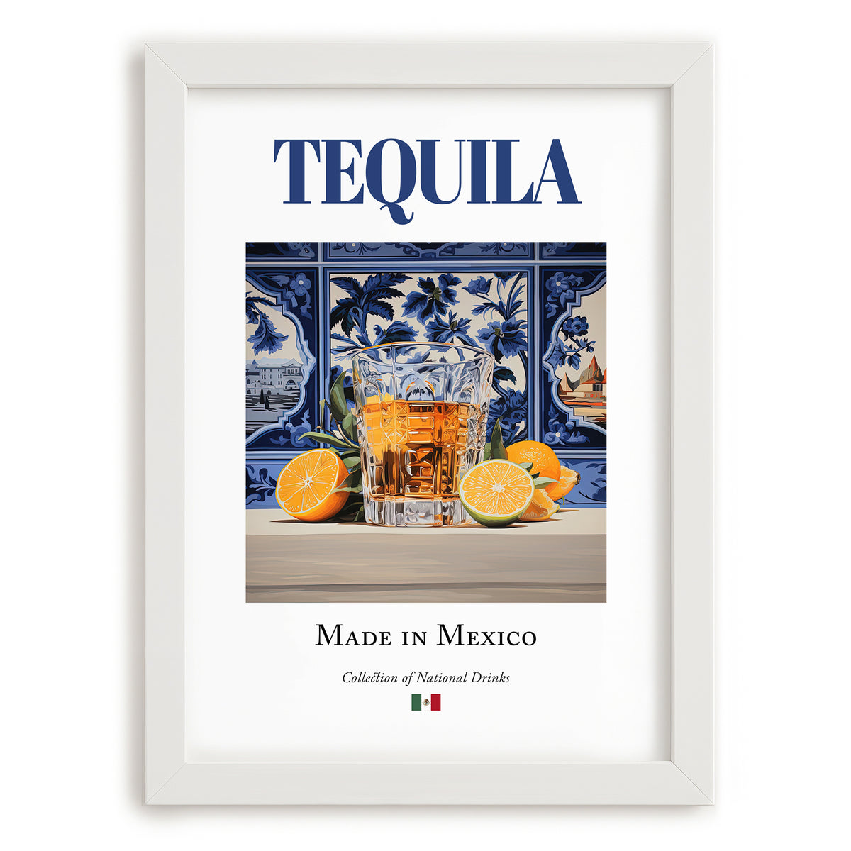 Tequila – Mexican Spirit Drink, Rooftop Terrace Poster, placed in minimal white frame